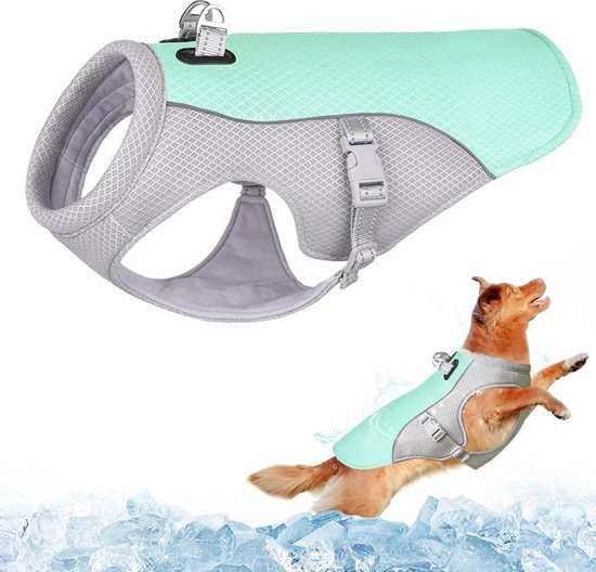 TVMALL hondenkoelvest, ademend, mesh, voor de zomer, cool en comfortabel, verstelbare hondenjas, met reflecterende band, geschikt voor grote, middelgrote en kleine honden