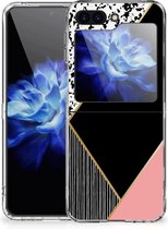 Telefoonhoesje Geschikt voor Samsung Galaxy Z Flip 5 TPU Silicone Hoesje Black Pink Shapes