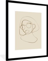 Fotolijst incl. Poster - Vrouw - Line art - Minimalisme - 60x80 cm - Posterlijst