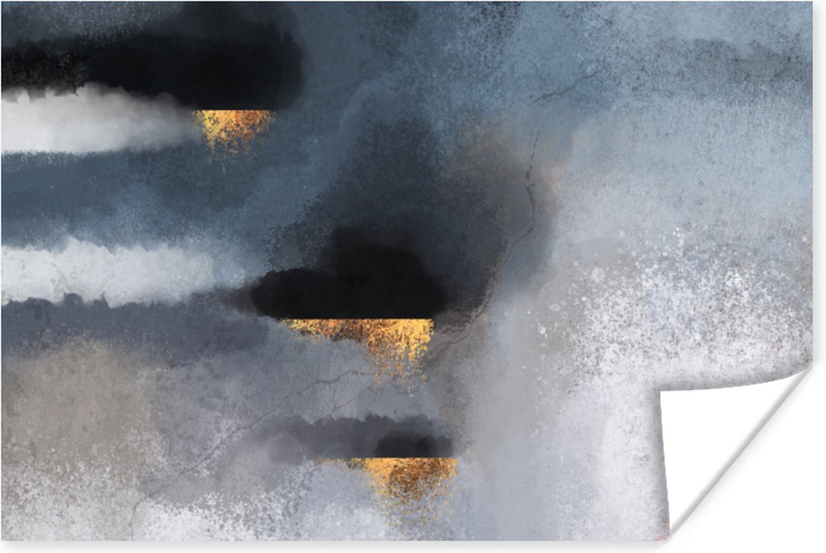 Poster Wolken - Gold - Abstract - 30x20 cm