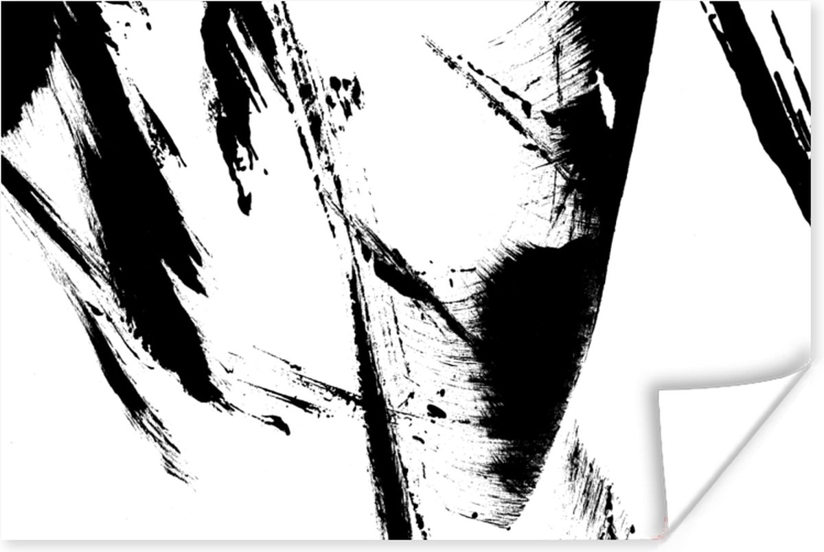 Poster Verf - Zwart - Abstract - 90x60 cm