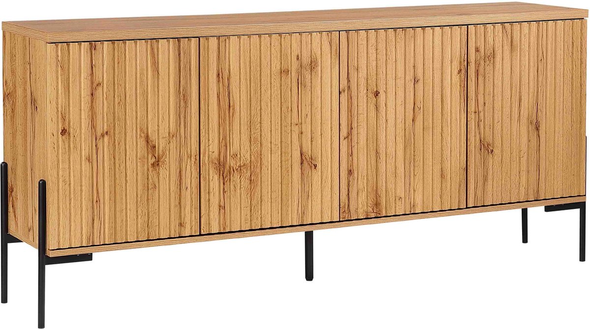 Notio Living Charlie-Dressoir - 4-deurs - Zwart Eiken Bruin