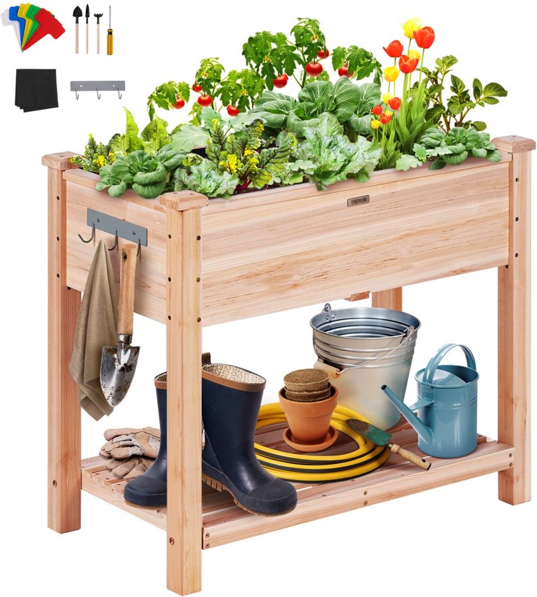 Dakta® hoogslaper houten plantenbak koud frame plantenbak groentebed 86x46x76cm