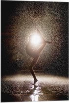 Vlag - Ballerina Danseres in de Regen bij Fel Licht - 50x75 cm Foto op Polyester Vlag