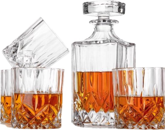 Niceey Whiskey Set - Whiskey Glazen - Whiskey Karaf - 4 Glazen met Karaf -  5 Delig | bol.com