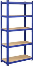 Rack de stockage Rootz - Rack sur pied - Rack en métal - Avec 5 étagères réglables - Rack sur pied - Acier/MDF E1 - Blauw - 180 x 90 x 40 cm
