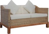 The Living Store Rattan Naturel Bank - 132 x 78 x 74 cm - Duurzaam houten frame