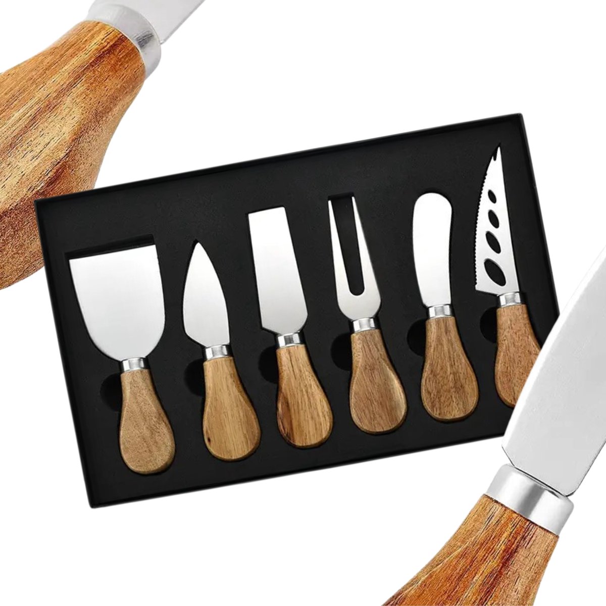 Serveerplank acacia hout D20 cm incl. 3x luxe keramiek schaaltjes | Fun