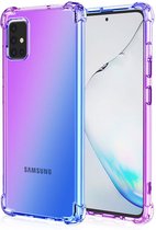 Hoesje geschikt voor Samsung Galaxy A20E - Backcover - Extra dun - Transparant - Tweekleurig - TPU - Paars/Blauw