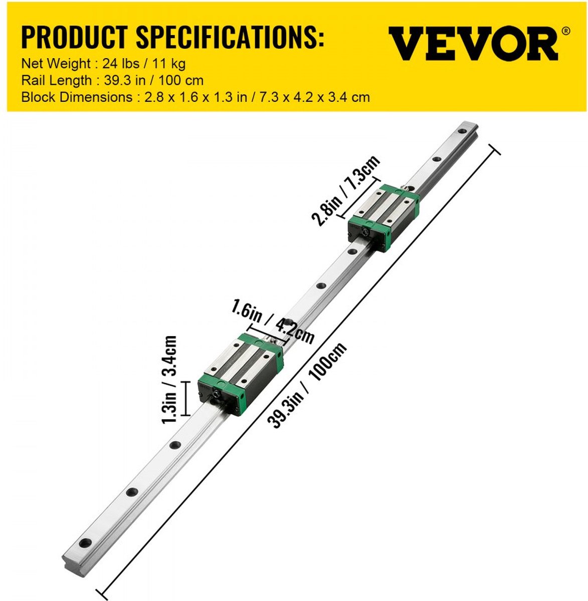 CNCYEAH Lineaire geleiding, HGR20, 600 mm, lineaire rail met glijblok SFU1605-600 mm kogelomloopspindel, geleiderail met kogelmoer, BF12/BK12, DSG16H, koppeling accessoires voor CNC-3D-printer, 2