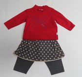 Ensemble - Meisje - 3 pack - Rood / grijst - Tshirt lm+ rok + legging - 3 maand 62