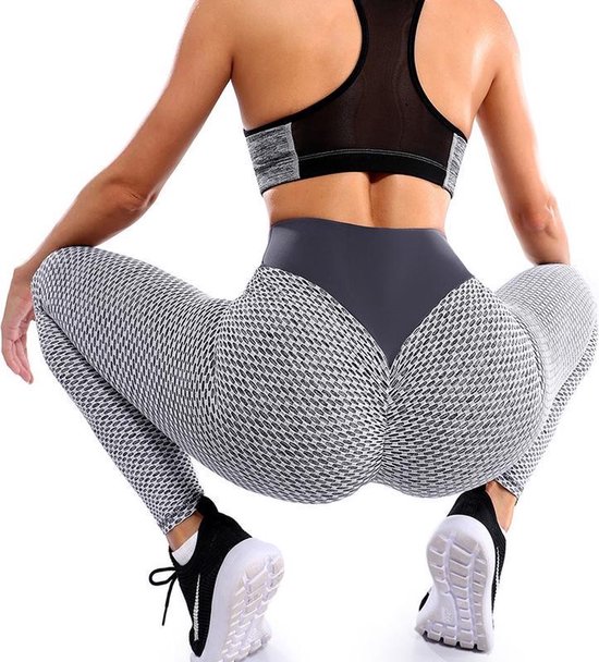CHPN - Legging - Sportlegging - Bekend van TikTok - Shape Legging - Booty Push Up - Maat M - Anti Cellulite - High Waist - Comfortabel - Grijs/Wit - Speciale Legging van CHPN — afbeelding 3