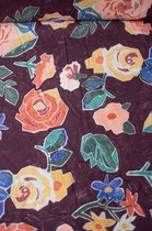 Viscose bordeaux avec roses et autres fleurs 1 mètre - tissus mode à coudre - tissus