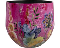 TS Collection - Bloempot Fiesta fuchsia - 28x25 - Metaal & Epoxy - Exclusieve woonitems voor binnen - Handgemaakt - Unieke print - Designed by Lammie