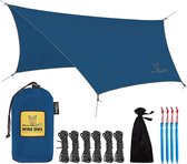 Waterdichte dekzeilluifel - dekzeil als regen- en UV-bescherming voor hangmatten, veldbedden, stranden - kampeeraccessoires - noodtent - ultralicht 735g - buitenuitrusting (blauw)