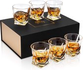 Whiskey Glazenset, loodvrije kristalglazen, whiskyglas, 6-delig, 300 ml, luxe cadeau
