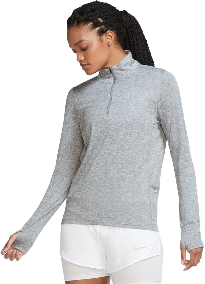 Nike W NK DF ELEMENT TOP HZ Dames Sporttrui Grijs