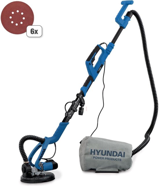 Hyundai schuurmachine langnek (plafond en muur) 750W met stofafzuiging - langnekschuurmachine - plafondschuurmachine - muurschuurmachine - wandschuurmachine