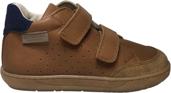 Naturino Barefoot - Smartiney - Mt 33 - baskets hautes en cuir uni à velcro - cognac/marine