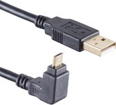 Powteq - 1 meter premium USB A naar micro USB haaks (onder) - Gold-plated - USB 2.0