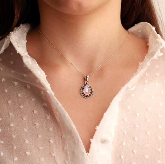 Nature Jewellery - Pendentif collier de quartz rose en argent sterling 925  - Bijoux de... | bol