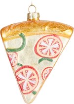 BRUBAKER Handgeschilderde Glazen Kerstbal - Grappig Motief - Handgeblazen Kerstboom Decoratie Figurines Grappige Deco Hanger - Boombal Kerstbal Kerst Decoratie - Pizza