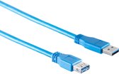 Powteq - 5 meter premium USB 3.0 verlengkabel - USB A male naar USB A female - Blauw