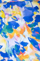 Viscose blauw met abstracte bloemen in groen en geel 1 meter - modestoffen voor naaien - stoffen