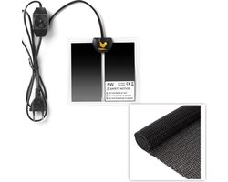 Warmtemat inclusief antislipmat - 14 x 15 cm - met regelaar - 5 Watt- voor kuikens - kwartels - vogels - reptielen - amfibieën