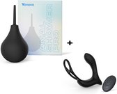 Yonovo® Anaal Douche Pro + Yonovo® Anaal vibrator met cockring - Prostaat vibrator mannen Seksspeeltjes - Klysma - Stimulator - Zwart