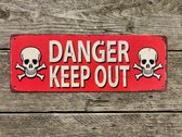 Tekstbord | Danger - Keep out | Wandbord | Metaal | 36 x 13 cm
