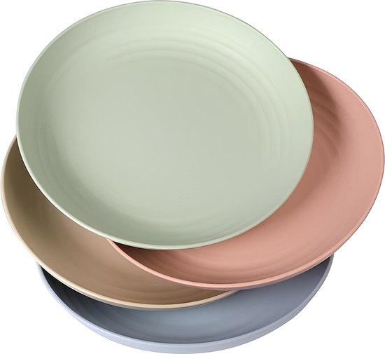 Lichtgewicht Plastic Borden 4 Stks Onbreekbaar 9 Inches Dinner Plate Set Niet-Toxine