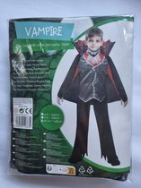 Halloween compleet verkleedpak Vampier, jongen 7-9 jaar/128cm, kindercadeau, (hemd, cape, broek, neptanden)