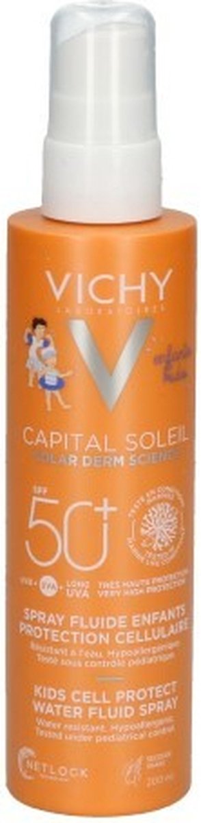 Vichy Capital Soleil Cell Protect Fluïde Spray Kids SPF50+ 200ml - zonnebescherming voor kinderen - voor lichaam en gezicht