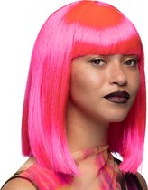 Boland - Pruik Dance neon roze Roze,Neon - Steil - Halflang - Vrouwen - - 80's & 90's
