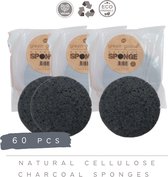 green-goose® Bamboe Houtskool Cellulose Sponsjes | Gezichtsreiniging | Herbruikbare Wattenschijfjes | 60 Stuks | 100% Natuurlijk en Biologisch Afbreekbaar