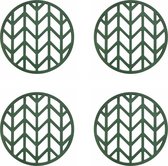 Krumble Pannenonderzetter - Set van 4 - Pannenonderzetter hittebestendig - Pannenonderzetter Siliconen - Pannenonderzettters - Pijlen patroon - Diameter 14 - Groen