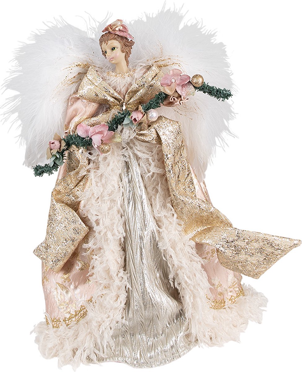 Kerstdecoratie Engel 35 cm Roze Beige Kunststof