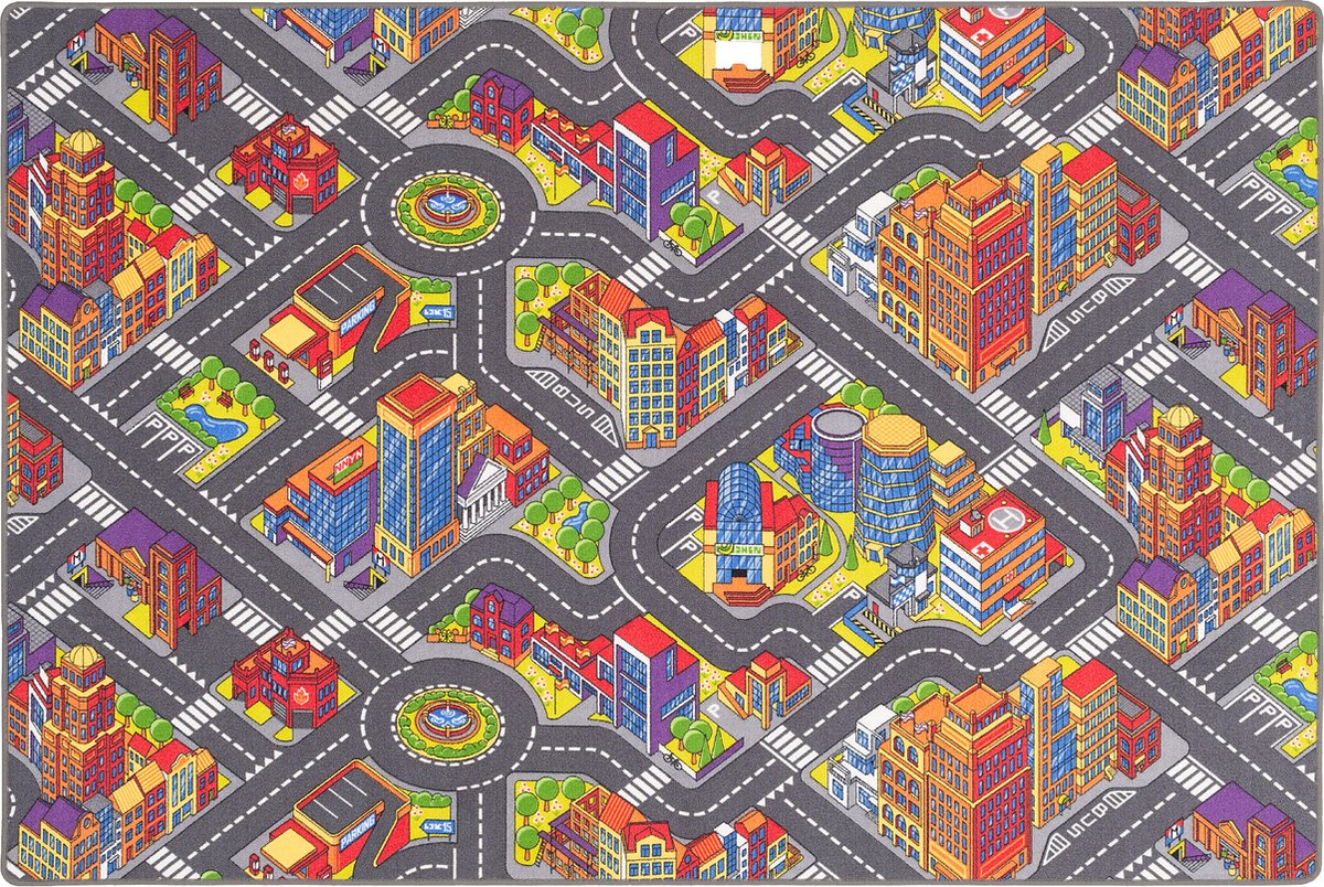 Vloerkleed Cars - blauw - 95x133 cm | Leen Bakker