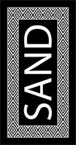 Luxe badlaken/strandlaken handdoek 90 x 170 cm - Sand zwart/wit zigzag print