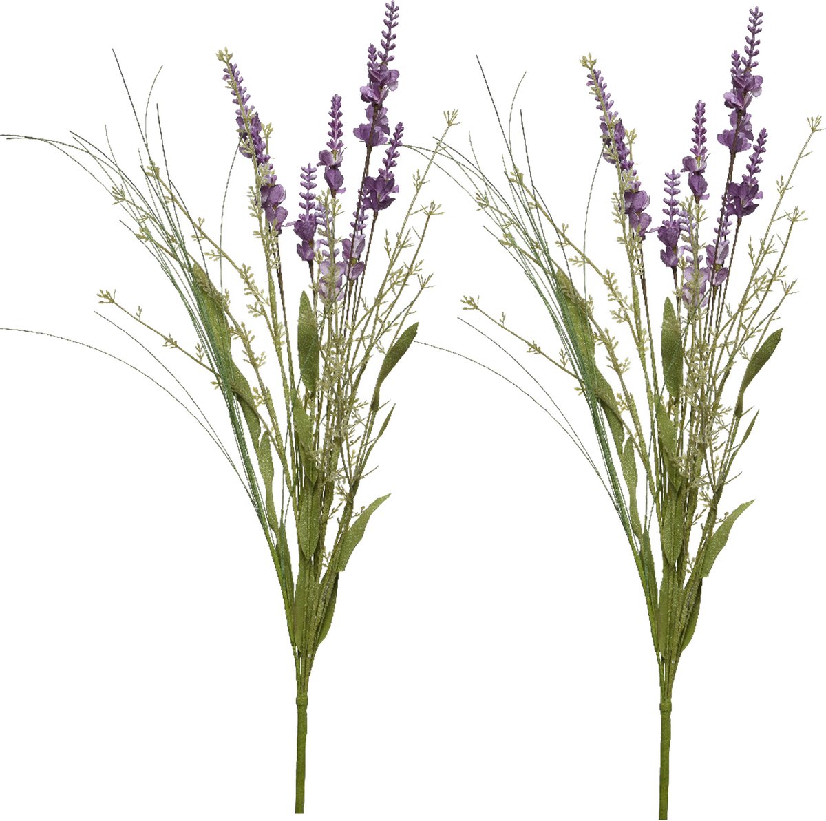 Everlands Kunsttak lavendel - 2x - kunststof - lila paars - 4 x 13 x H75 cm
