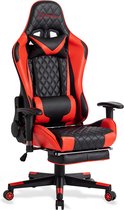 FOXSPORT Chaise de jeu avec repose-pieds - Ergonomique - Réglable - Avec support lombaire et appui-tête - Racing - Chaise de Gaming - Chaise de bureau - Zwart / Rouge
