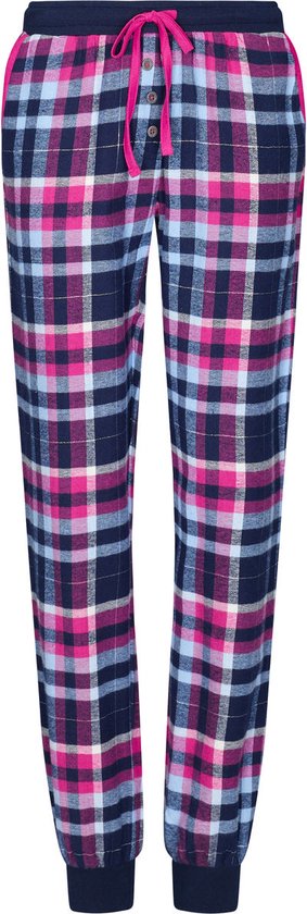 Flanellen pyjamabroek roze blauw geruit Emma - Roze - Maat - 48