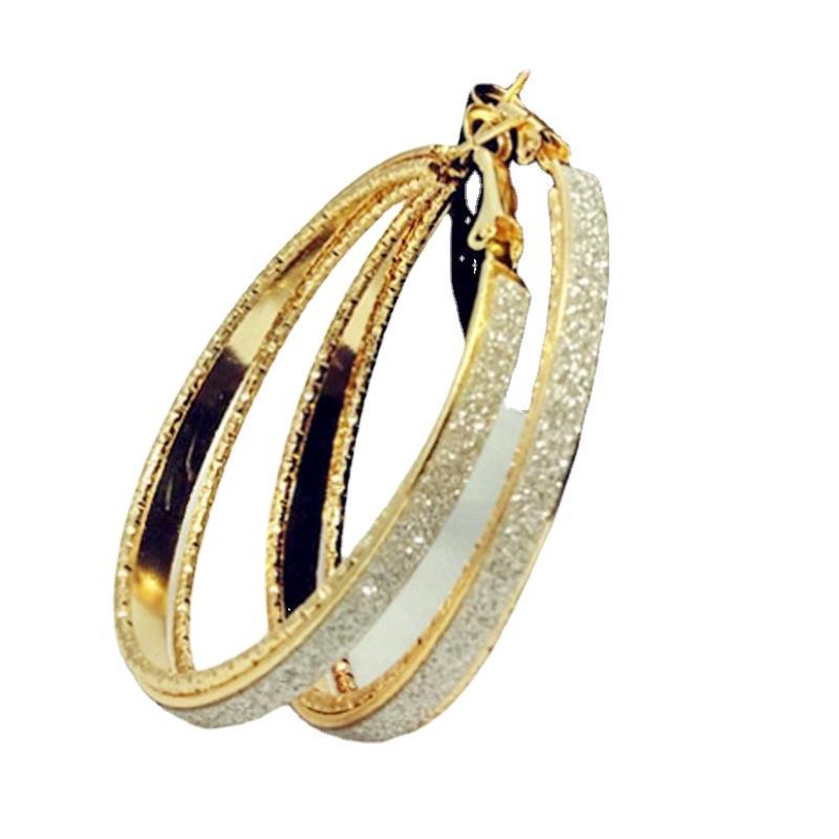 Lumici® | FrostyShine Earrings - Bevroren Glitter Oorbel - Oorbellen - Oorknopje - Glamour - Frozen - Trendy - Geschenk - Cadeau Voor Vrouwen - Valentijn - Liefde - Verrassing Familie - Zilver - Goud / Zilver