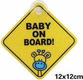 CHPN - Baby on Board - Baby autobordje - Baby in auto - Waarshcuwingsbordje - Met zuignap - Giraf - Geel