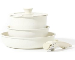 5 Piece Afneembare Handgreep Pannenset Met Antiaanbaklaag Geschikt Voor Alle Fornuizen,Pannensets Kunnen Worden Gestapeld Om Ruimte Te Besparen