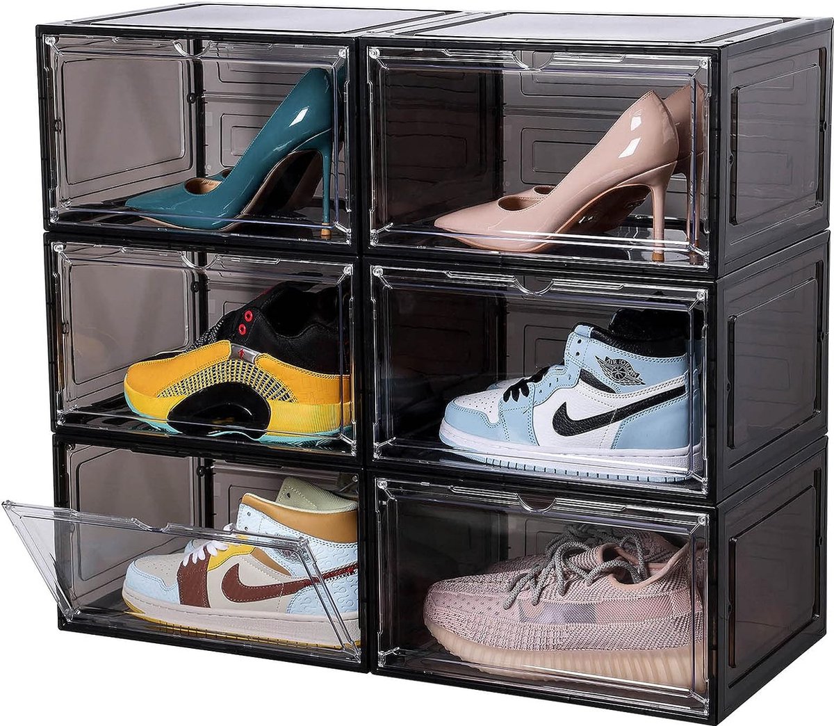 Stackkicks Premium Schoenenopbergsysteem - Sneakerbox - Schoenendoos Zwart - Schoenenorganizer - 6 stuks
