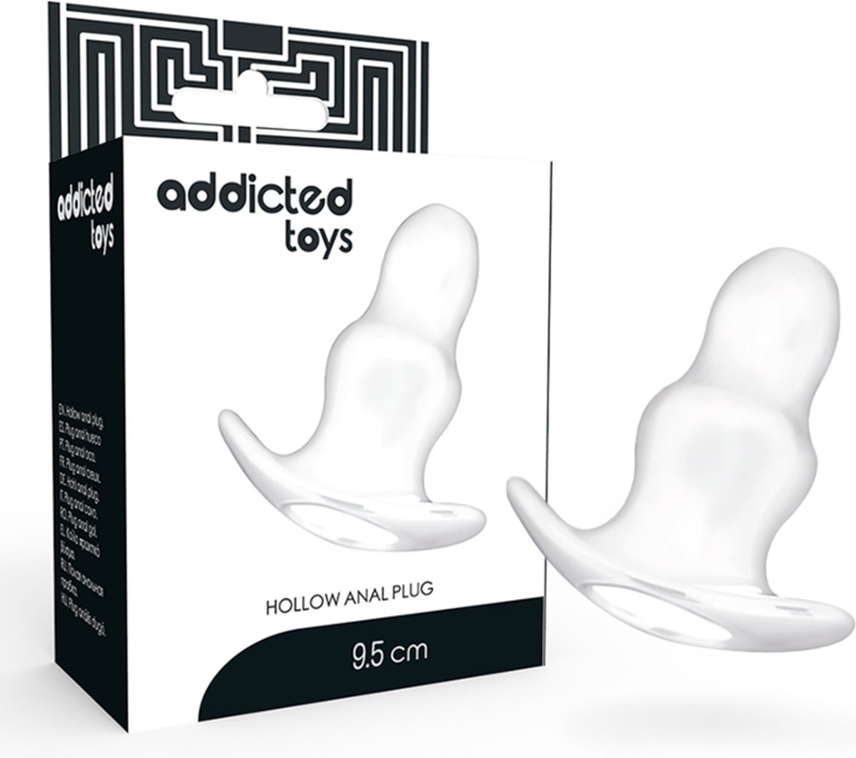 Addicted Toys - Holle Buttplug - om Speeltjes, Glijmiddel of Ander Object in te brengen - 9,5 x 4 cm - Transparant | Sex Toy for Couples | Sex Toy | Buttplug