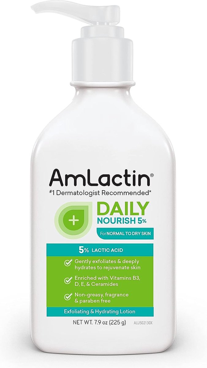 AmLactin Daily Nourish 5% - 7.9 oz bodylotion met 5% melkzuur - exfoliator en vochtinbrengende crème voor de droge huid