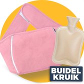 Buidel kruik Roze - met hoes - 1 liter - Pasper warmwaterkruik - menstruatie pijnverlichting warmteband - kruikzak